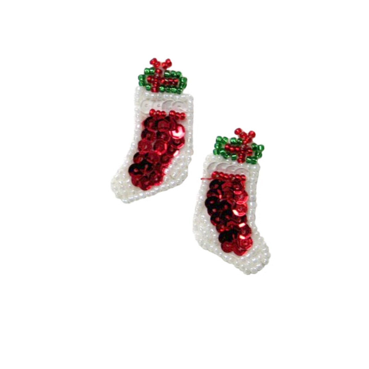 Candy Cane Christmas Stockings Sequin Applique/Patch Pack of 2